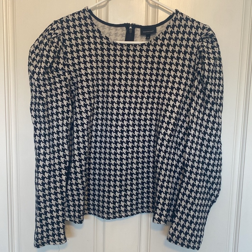 Who What Wear Black and White Houndstooth Knit Top - Picture 12 of 12